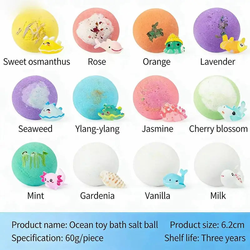 12-Piece Ocean Surprise Bath Bomb Toy Set